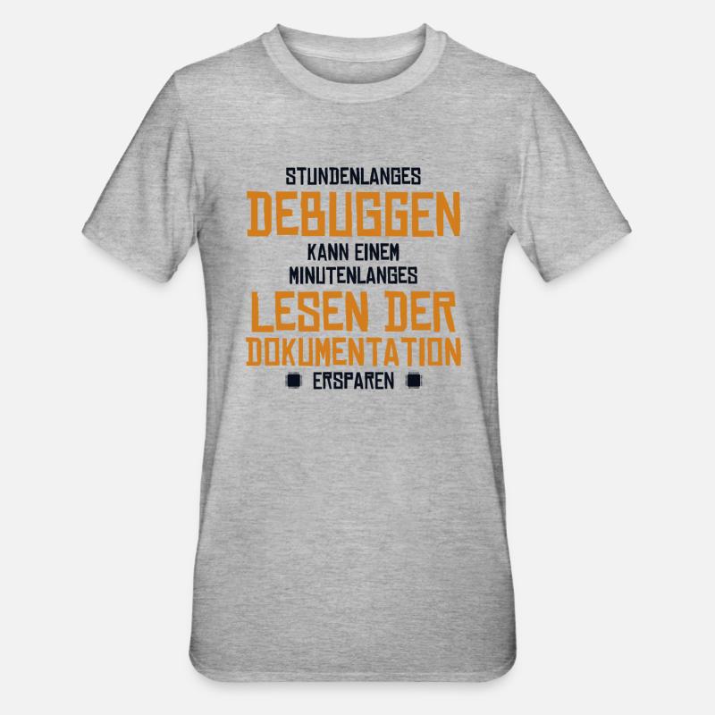 Stundenlanges Debuggen Softwareingenieur Coder - Unisex Polycotton T-Shirt - Grau meliert