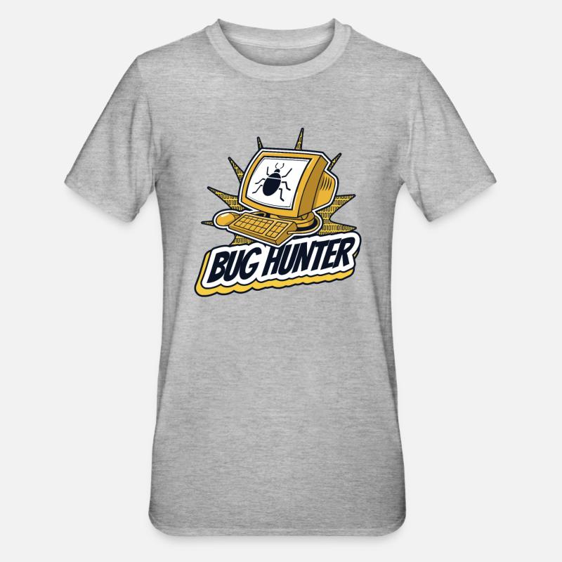 Bug Hunter Softwareingenieur Developer Coder - Unisex Polycotton T-Shirt - Grau meliert