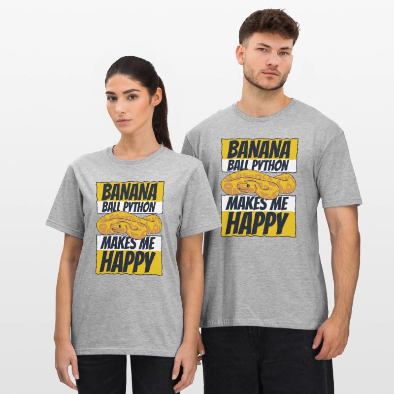 Makes Me Happy Schlange Python Banana Ball Python Unisex Polycotton T-Shirt