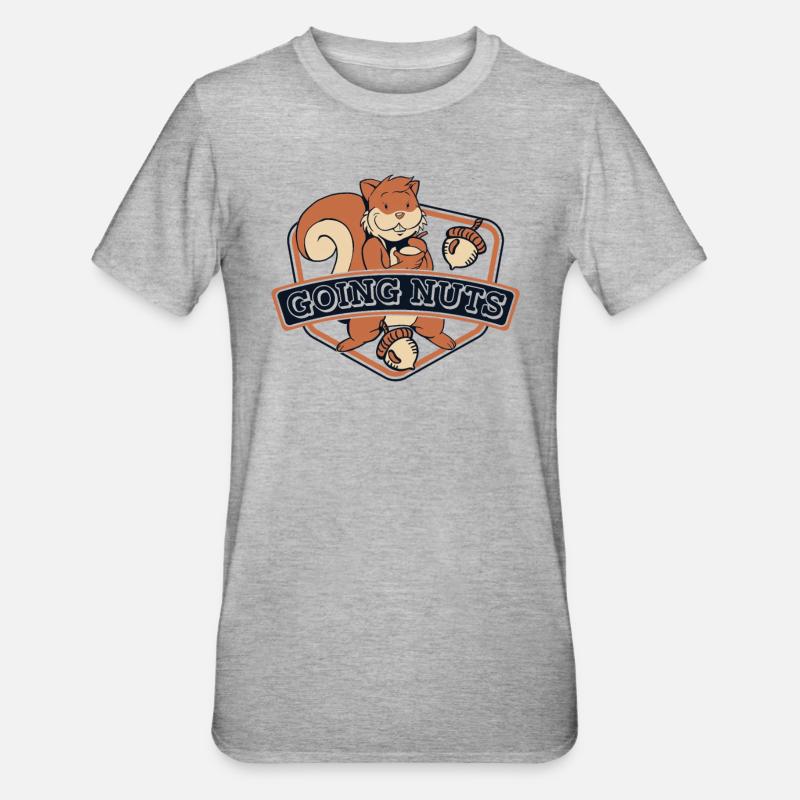 Going Nuts Squirrel Fuchshörnchen Grauhörnchen - Unisex Polycotton T-Shirt - Grau meliert