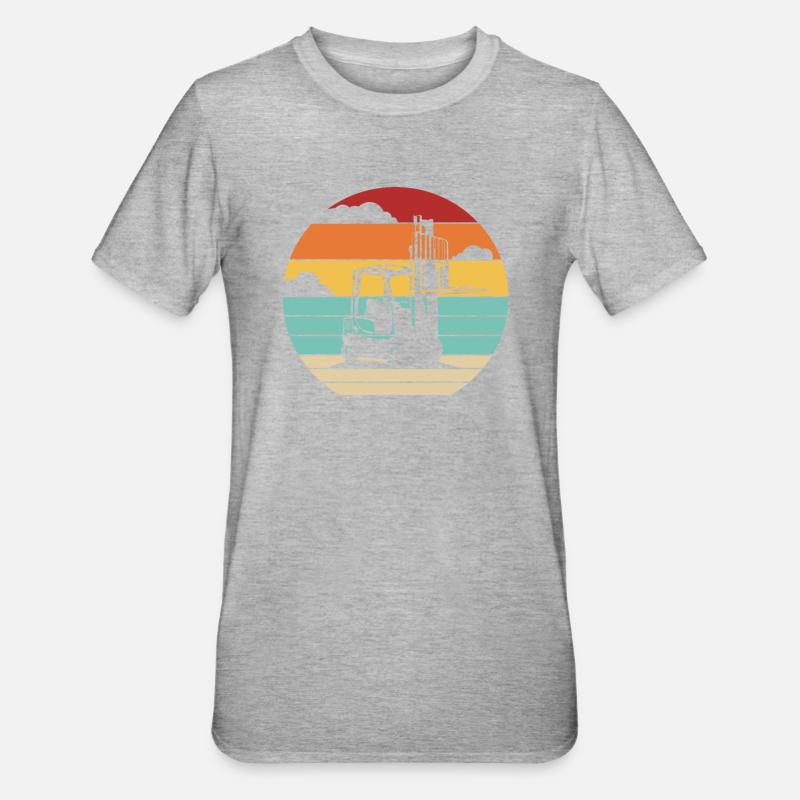 Retro Teleskoplader Gabelstaplerfahrer - Unisex Polycotton T-Shirt - Grau meliert