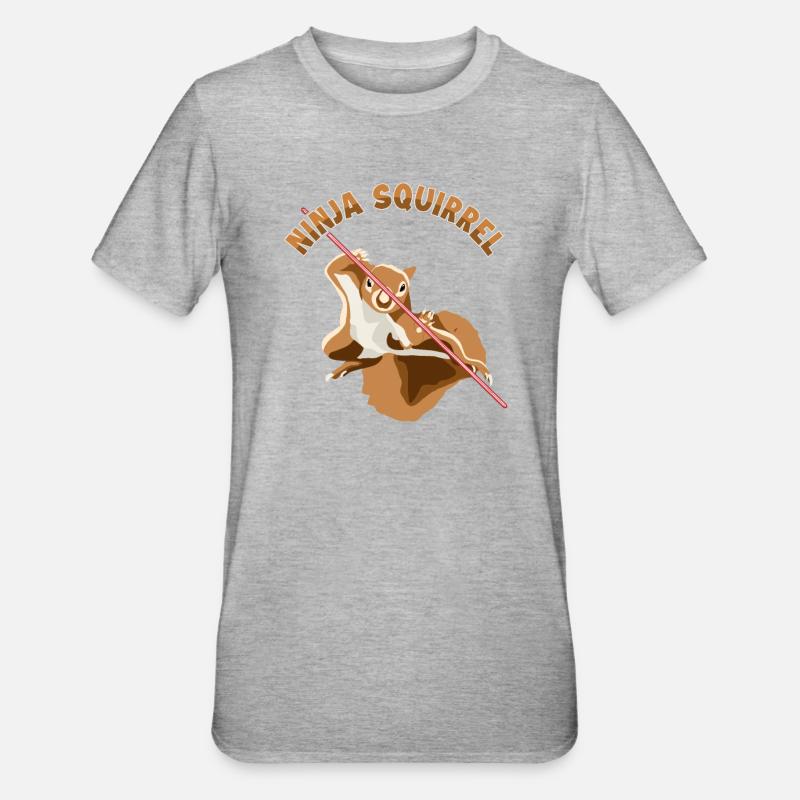 Ninja Écureuil Écureuil Fuchshörnchen Eichhörnchen - T-shirt polycoton Unisexe - gris chiné