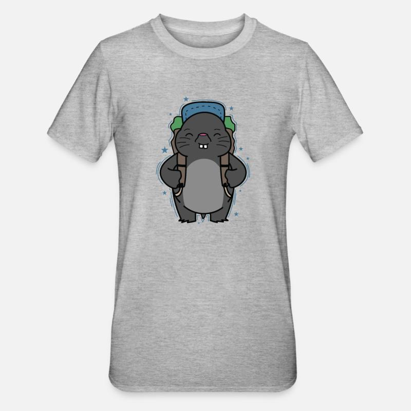 Mole Backpacking Animal Terrier Mound - T-shirt polycoton Unisexe - gris chiné