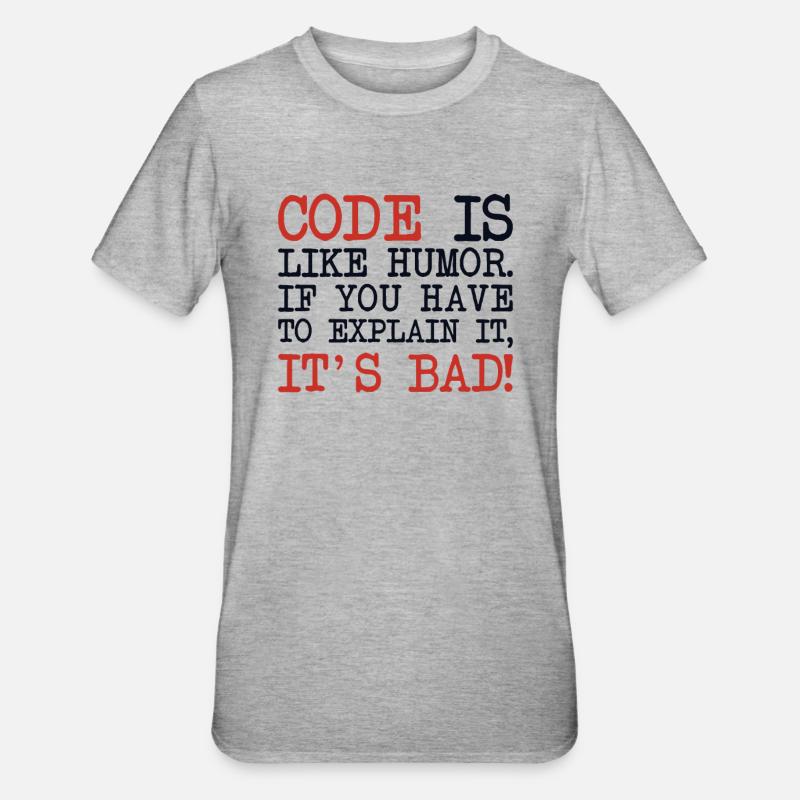 Code Explanation Developer Softwareentwickler - Unisex Polycotton T-Shirt - Grau meliert