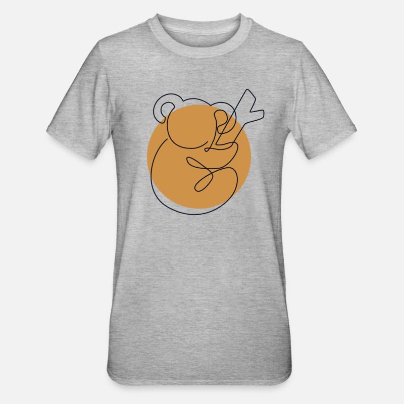 Lineart Koalabear Eucalyptus Phascolarctos - T-shirt polycoton Unisexe - gris chiné