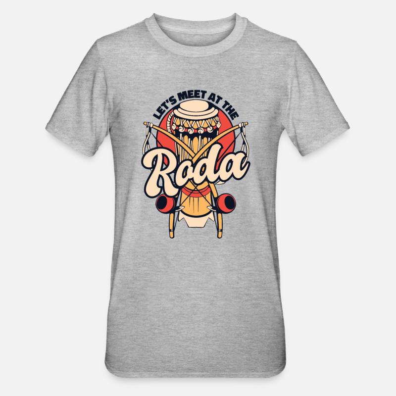 Rencontrons-nous à la danse Roda Capoeirista Ginga - T-shirt polycoton Unisexe - gris chiné