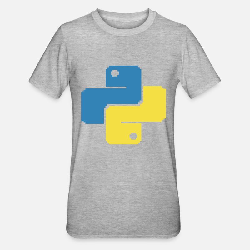 Python Pixelart - Unisex Polycotton T-Shirt - Grau meliert