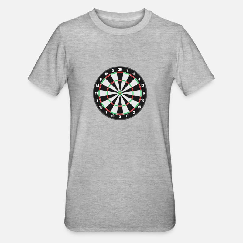 Dartscheibe. Geschenkidee - Unisex Polycotton T-Shirt - Grau meliert