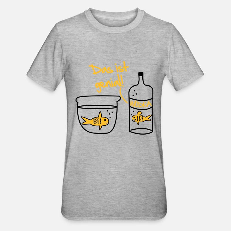 Goldfisch Wodka Design - Unisex Polycotton T-Shirt - Grau meliert