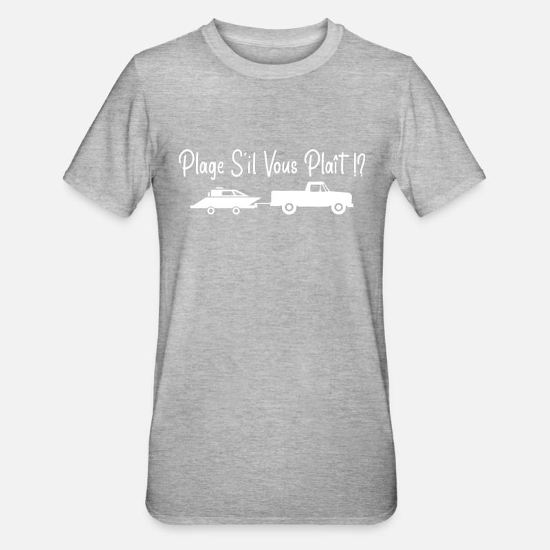 Plage S'il Vous Plaît !? - T-shirt polycoton Unisexe - gris chiné