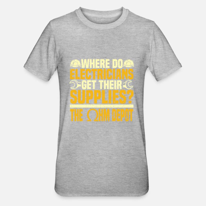 Electrician Electrical Engineer Electronics Technician - Unisex Polycotton T-Shirt - heather grey