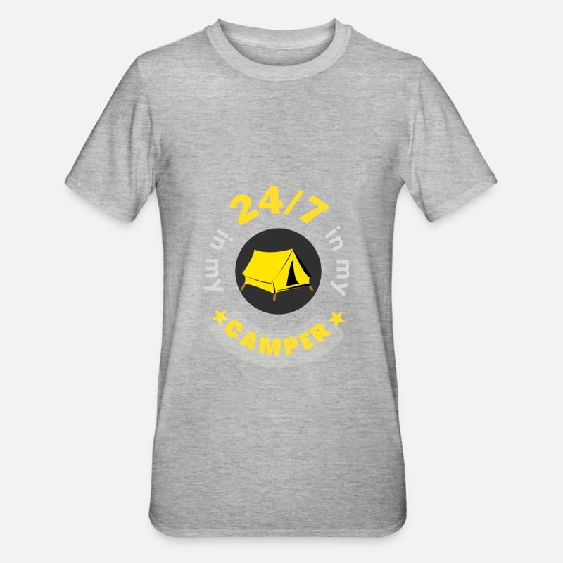24/7 dans mon camping-car - T-shirt polycoton Unisexe - gris chiné