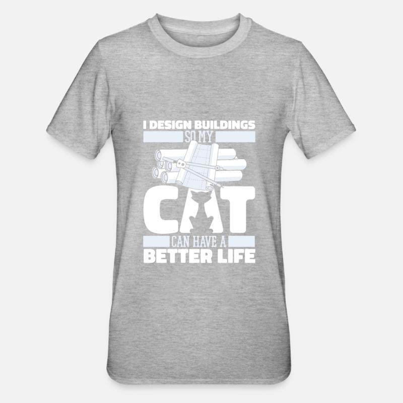 Architecte Architecture Cat - T-shirt polycoton Unisexe - gris chiné
