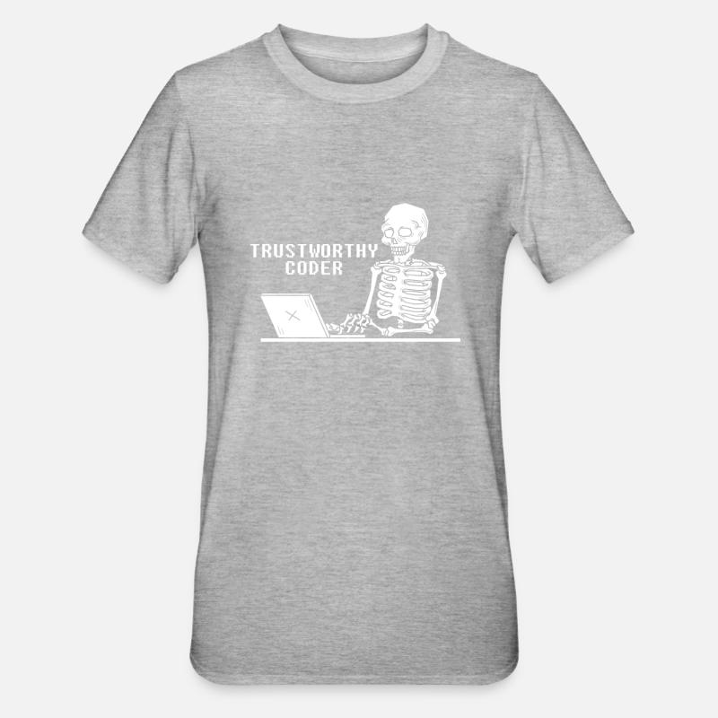 Développeur Coder Programmeur Squelette - T-shirt polycoton Unisexe - gris chiné