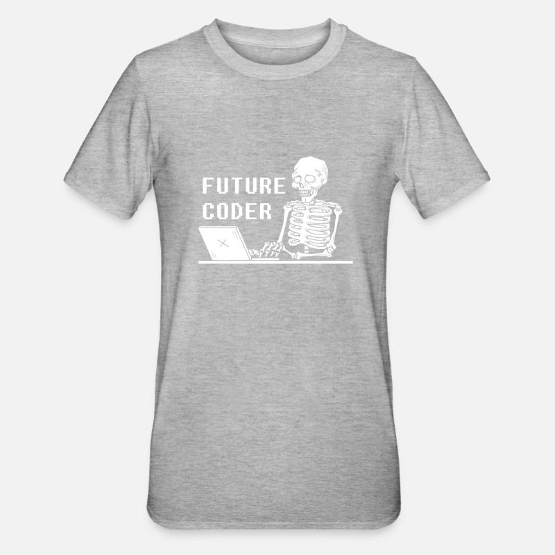 Développeur Coder Programmeur Squelette - T-shirt polycoton Unisexe - gris chiné