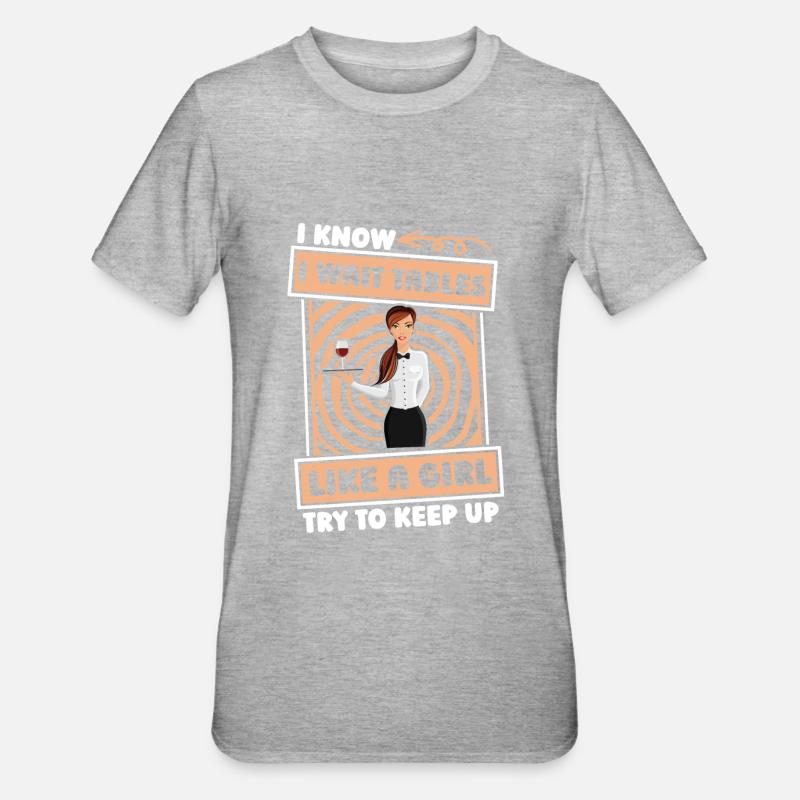 Kellner Kellnerin Lustig - Unisex Polycotton T-Shirt - Grau meliert