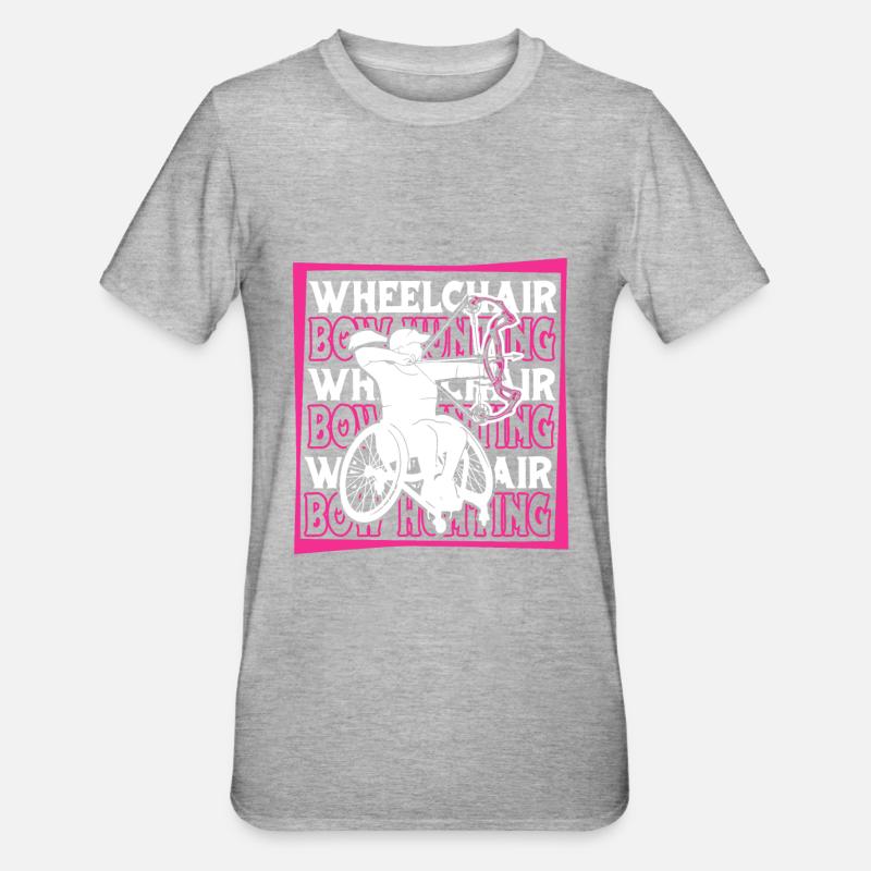 Bogenjagd Bogenjäger Rollstuhl - Unisex Polycotton T-Shirt - Grau meliert