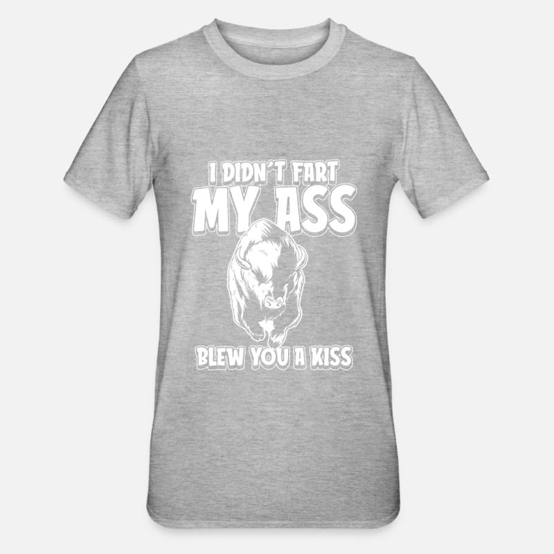 Bison Büffel - Unisex Polycotton T-Shirt - Grau meliert