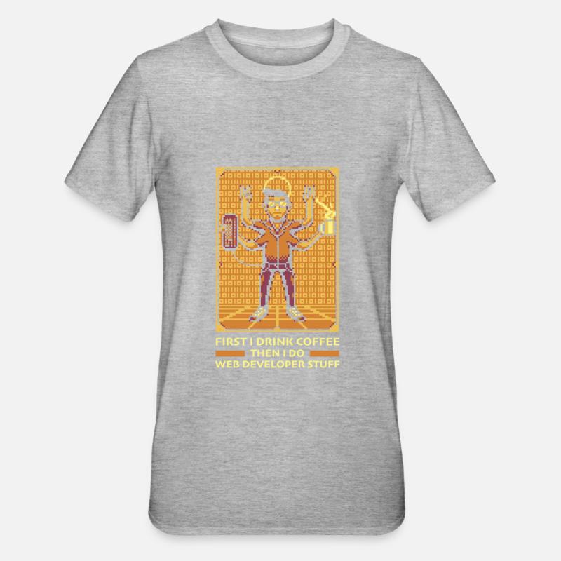 Web Developer Web Developer Coffee - Maglietta unisex, mix cotone e poliestere - grigio melange