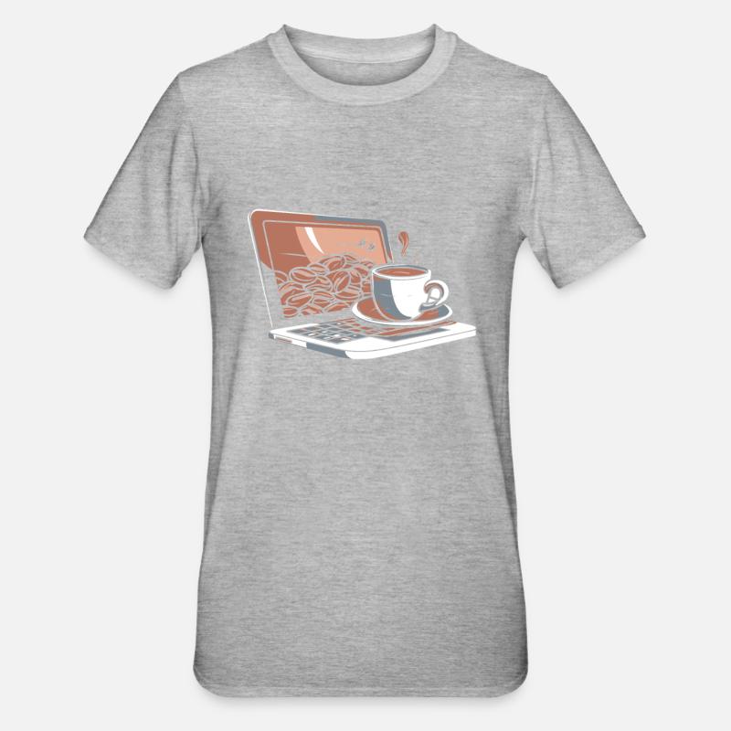 Developer, Coder, Programmer, Coffee - Unisex Polycotton T-Shirt - heather grey