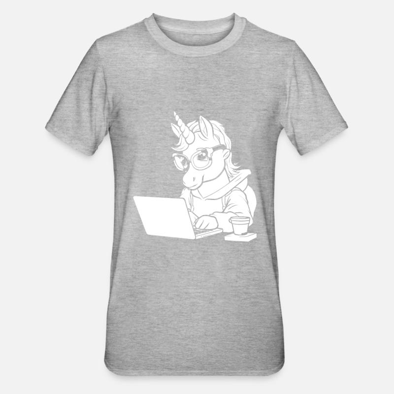 Développeur, Codeur, Programmeur, Café - T-shirt polycoton Unisexe - gris chiné