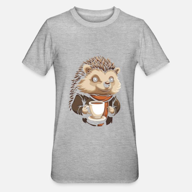 Igel Kaffee - Unisex Polycotton T-Shirt - Grau meliert