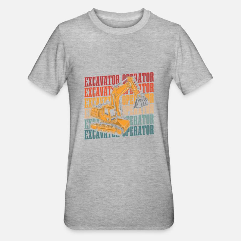 Baggerfahrer - Unisex Polycotton T-Shirt - Grau meliert