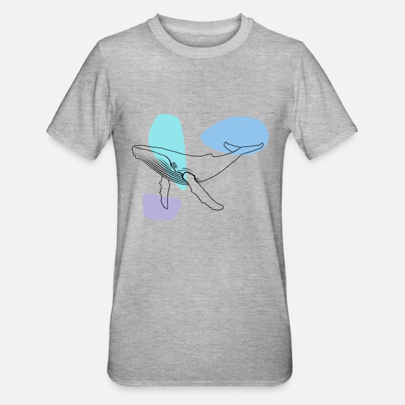 Wal - Buckelwal - Meeressäuger - Geschenk - Unisex Polycotton T-Shirt - Grau meliert