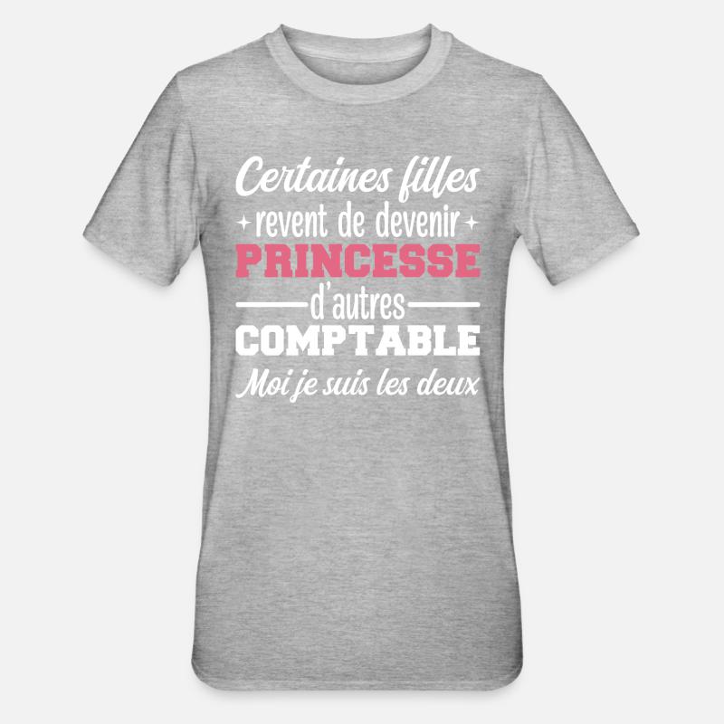 Princesse Comptable - T-shirt polycoton Unisexe - gris chiné