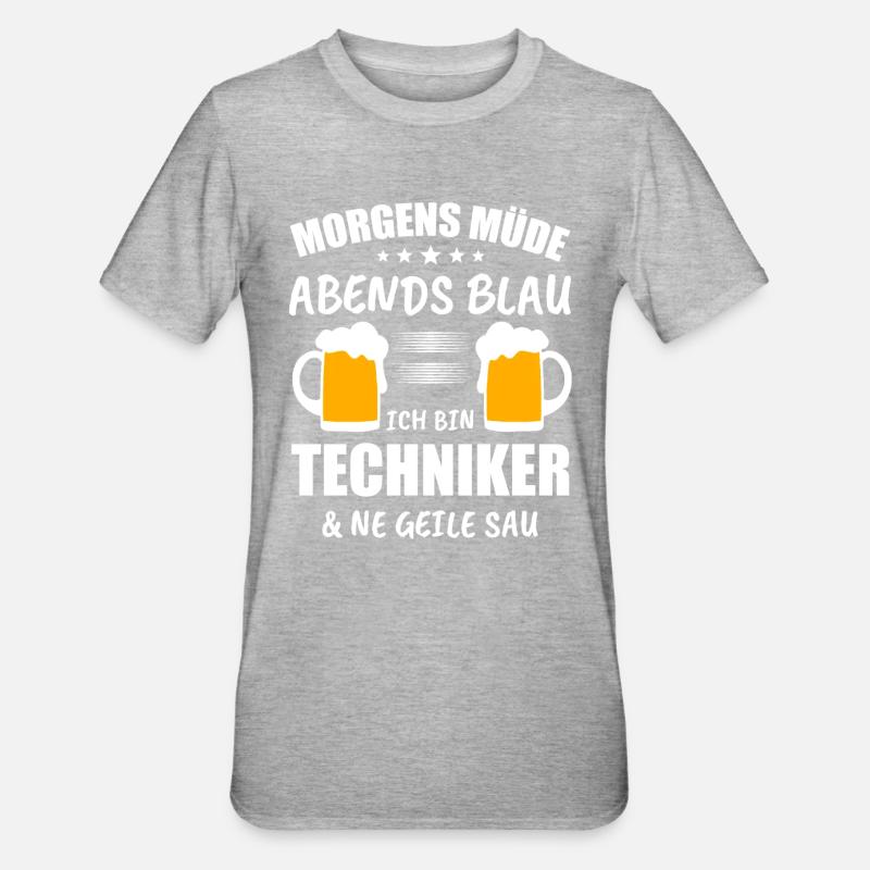 Techniker Computer Technik Geschenk - Unisex Polycotton T-Shirt - Grau meliert