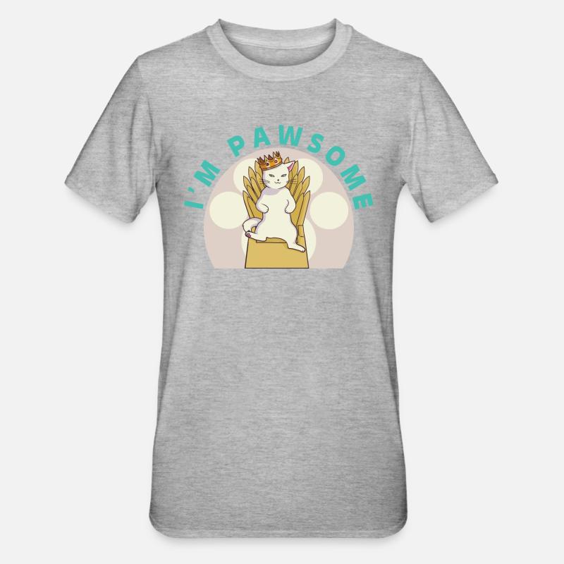 Chat mignon blanc - T-shirt polycoton Unisexe - gris chiné