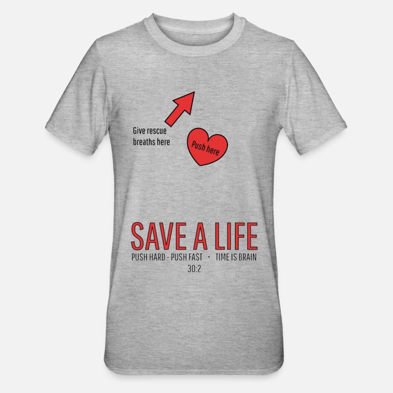 Save a life! CPR - Unisex Polycotton T-Shirt - heather grey