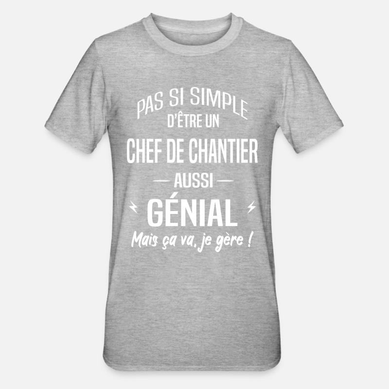 Chef de chantier - T-shirt polycoton Unisexe - gris chiné