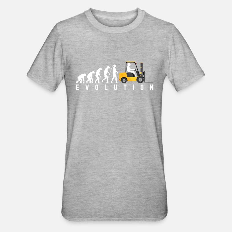 Staplerfahrer Evolution Lagerist Spruch - Unisex Polycotton T-Shirt - Grau meliert