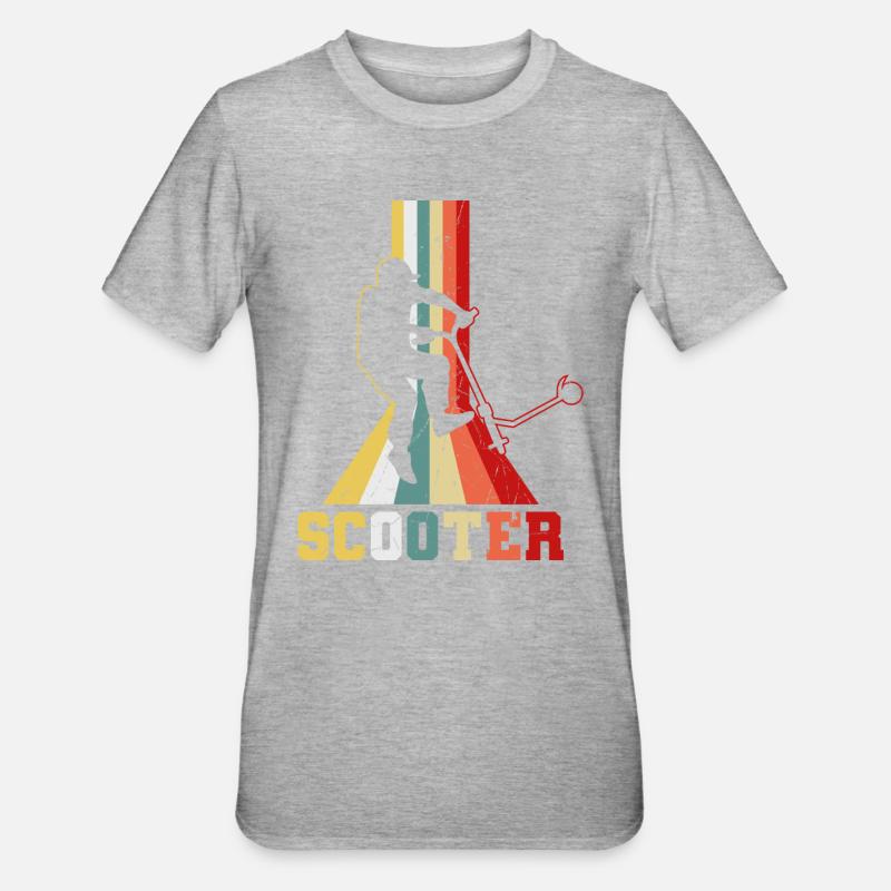 Scooter Stunt Tretroller Geschenkidee - Unisex Polycotton T-Shirt - Grau meliert