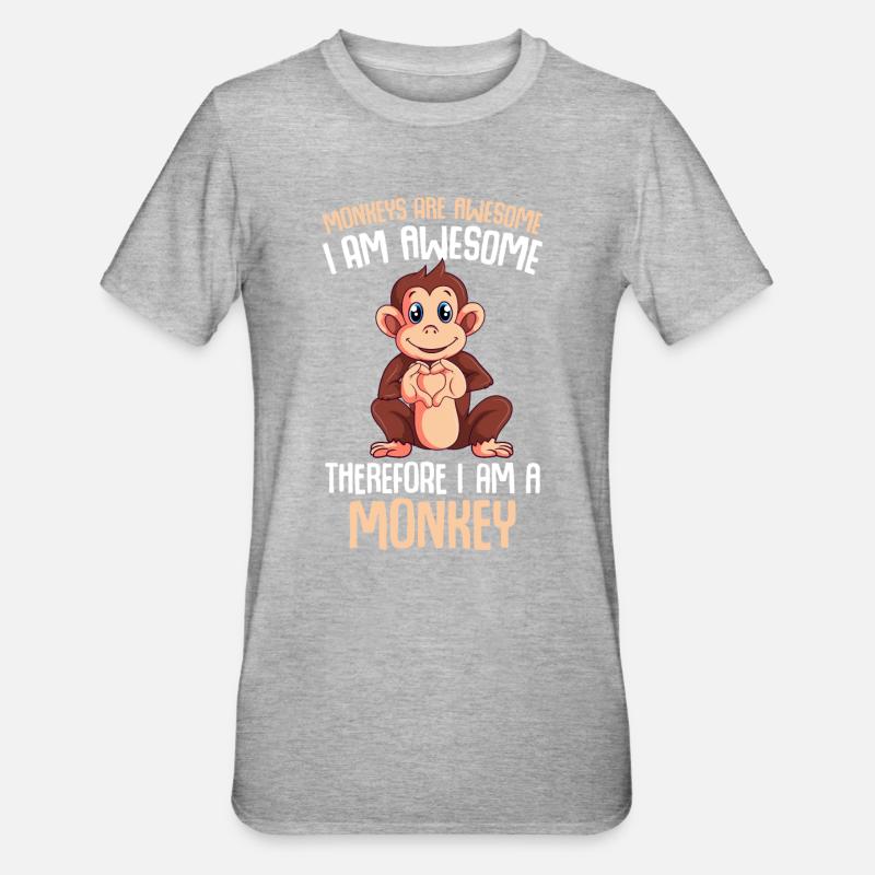 Monkey Lover Monkey Gift - Unisex Polycotton T-Shirt - heather grey