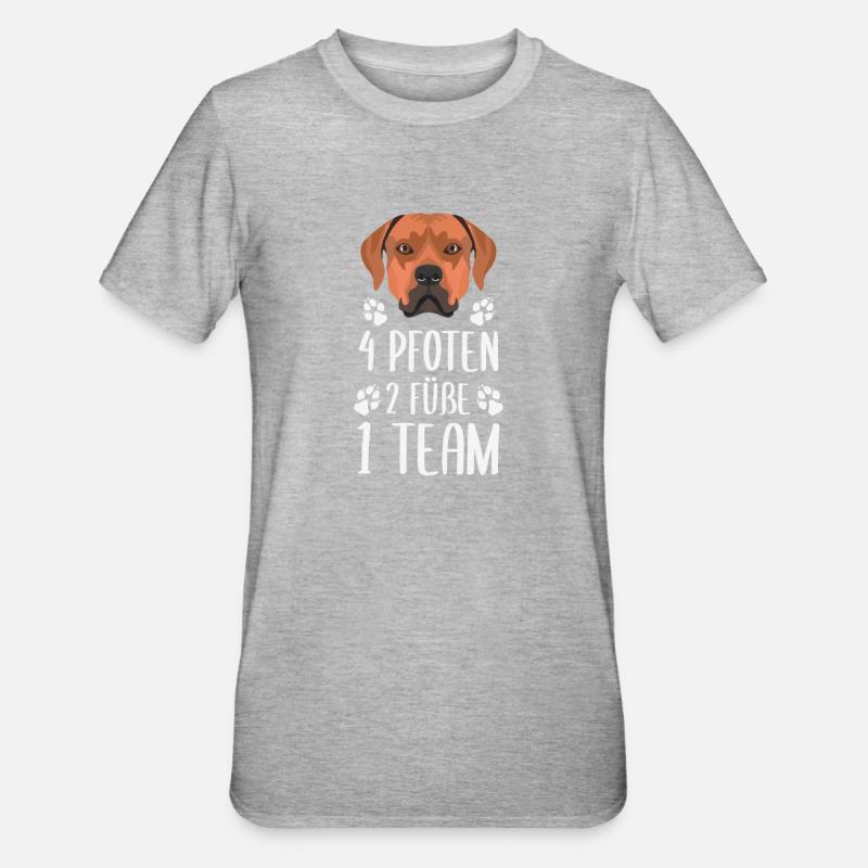 Équipe 4 Pattes 2 Pieds 1, Rhodesian Ridgeback - T-shirt polycoton Unisexe - gris chiné