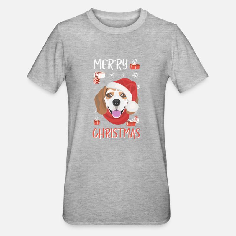 Beagle Joyeux Noël - T-shirt polycoton Unisexe - gris chiné