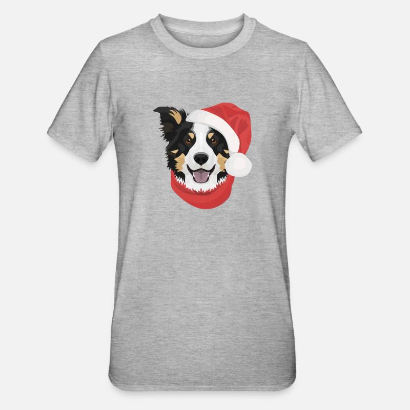 Border Collie Joyeux Noël - T-shirt polycoton Unisexe - gris chiné