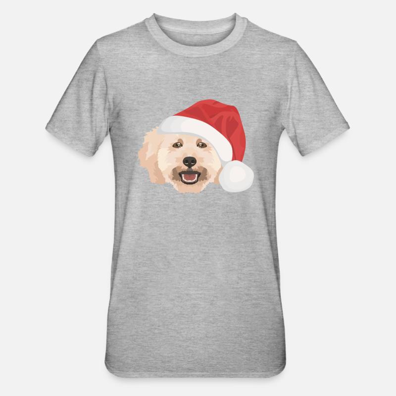 Caniche Joyeux Noël - T-shirt polycoton Unisexe - gris chiné