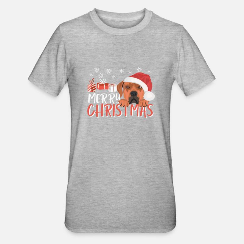 Rhodesian Ridgeback Joyeux Noël - T-shirt polycoton Unisexe - gris chiné