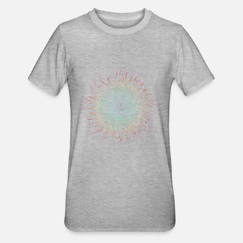 Psychedelisch Regenbogen Strahlen Sonne - Unisex Polycotton T-Shirt - Grau meliert
