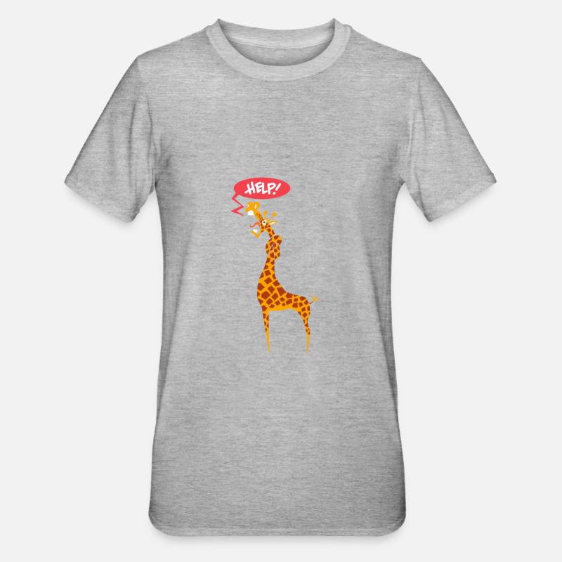 giraffe - Unisex Polycotton T-Shirt - heather grey