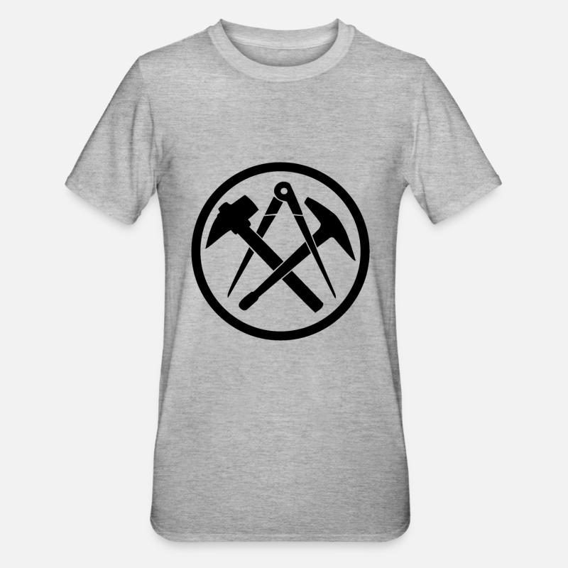 Dachdecker Handwerkszeichen Zunftzeichen - Unisex Polycotton T-Shirt - Grau meliert