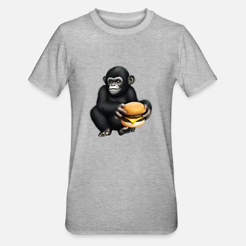 Gorilla liebt Cheeseburger - Unisex Polycotton T-Shirt - Grau meliert