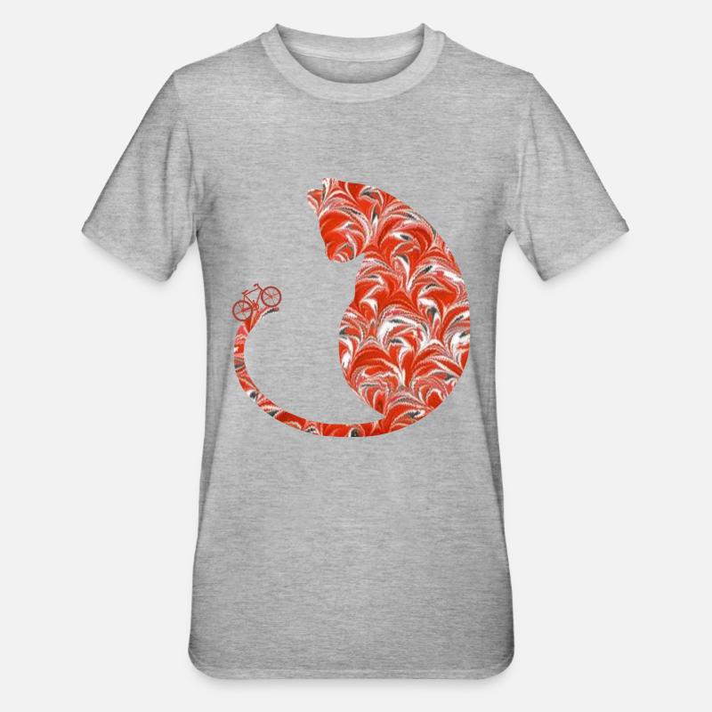 chat à vélo e 231 - T-shirt polycoton Unisexe - gris chiné