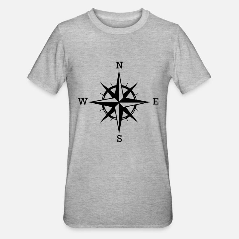 Kompass - Unisex Polycotton T-Shirt - Grau meliert