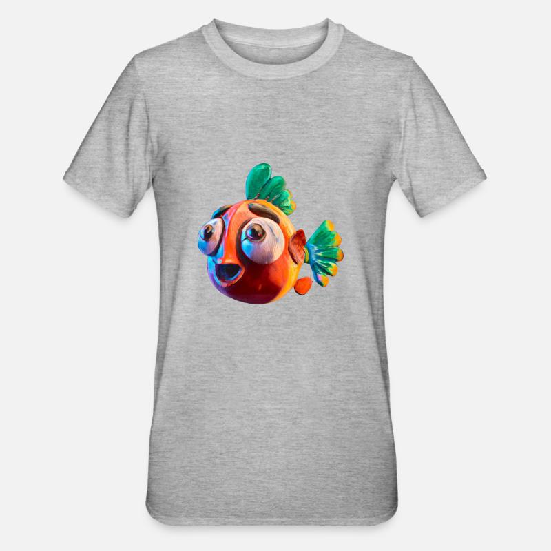 Poisson rouge choquant - T-shirt polycoton Unisexe - gris chiné