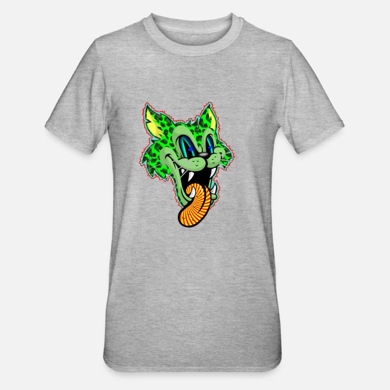 Leopard Green Comic Psychedelic - Unisex Polycotton T-Shirt - heather grey