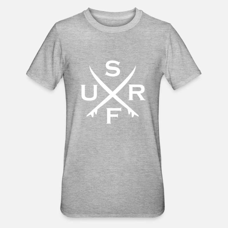 surf planches de surf surfeurs surf surf - T-shirt polycoton Unisexe - gris chiné